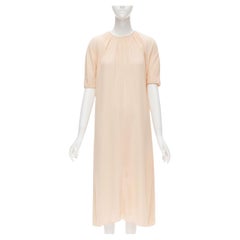 MARNI 2019 Pfirsichfarbenes Midikleid mit runden Ärmeln und plissiertem Kragen IT36 XS