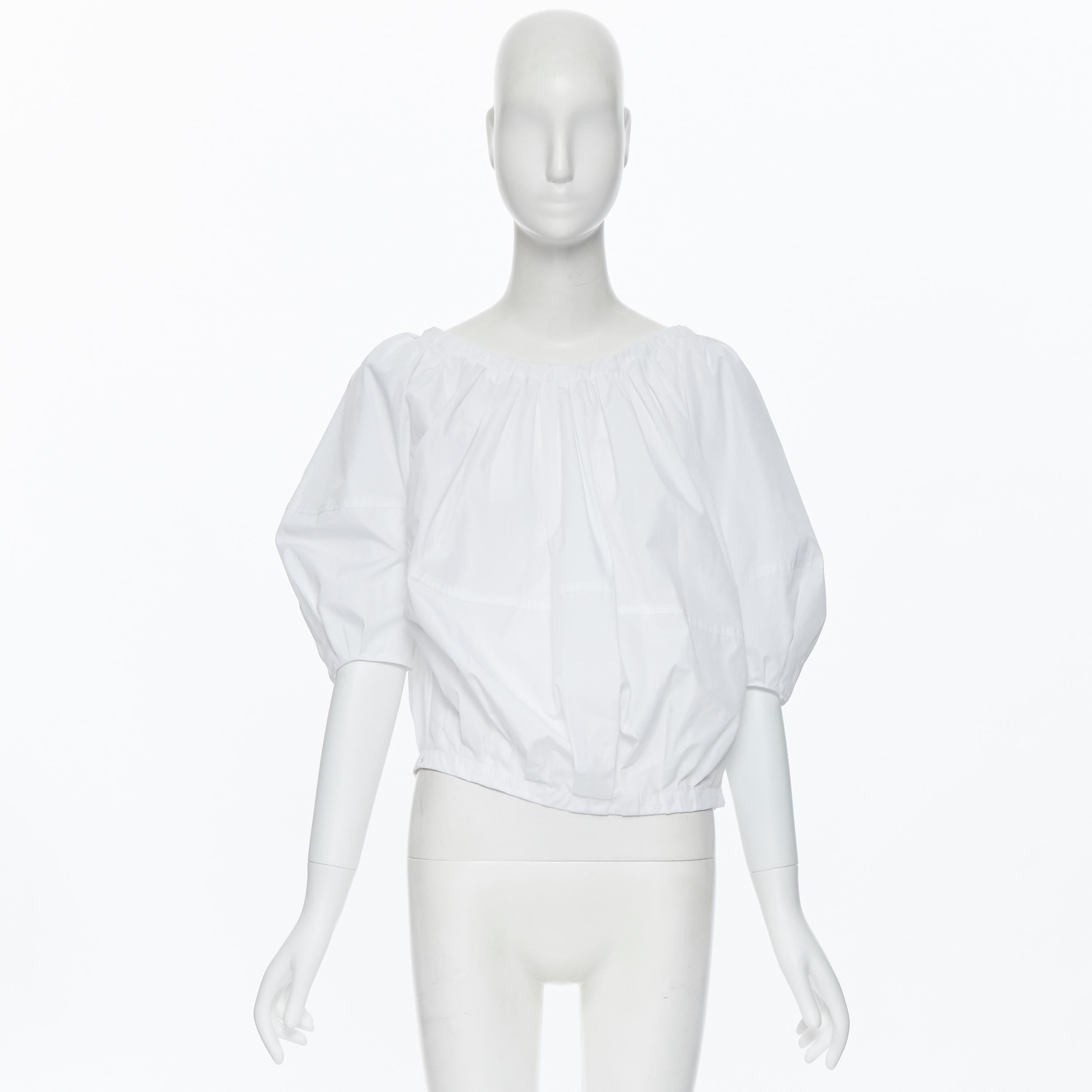 MARNI 2020 white cotton voluminous assymetric bubble cut top IT40 In Excellent Condition In Hong Kong, NT