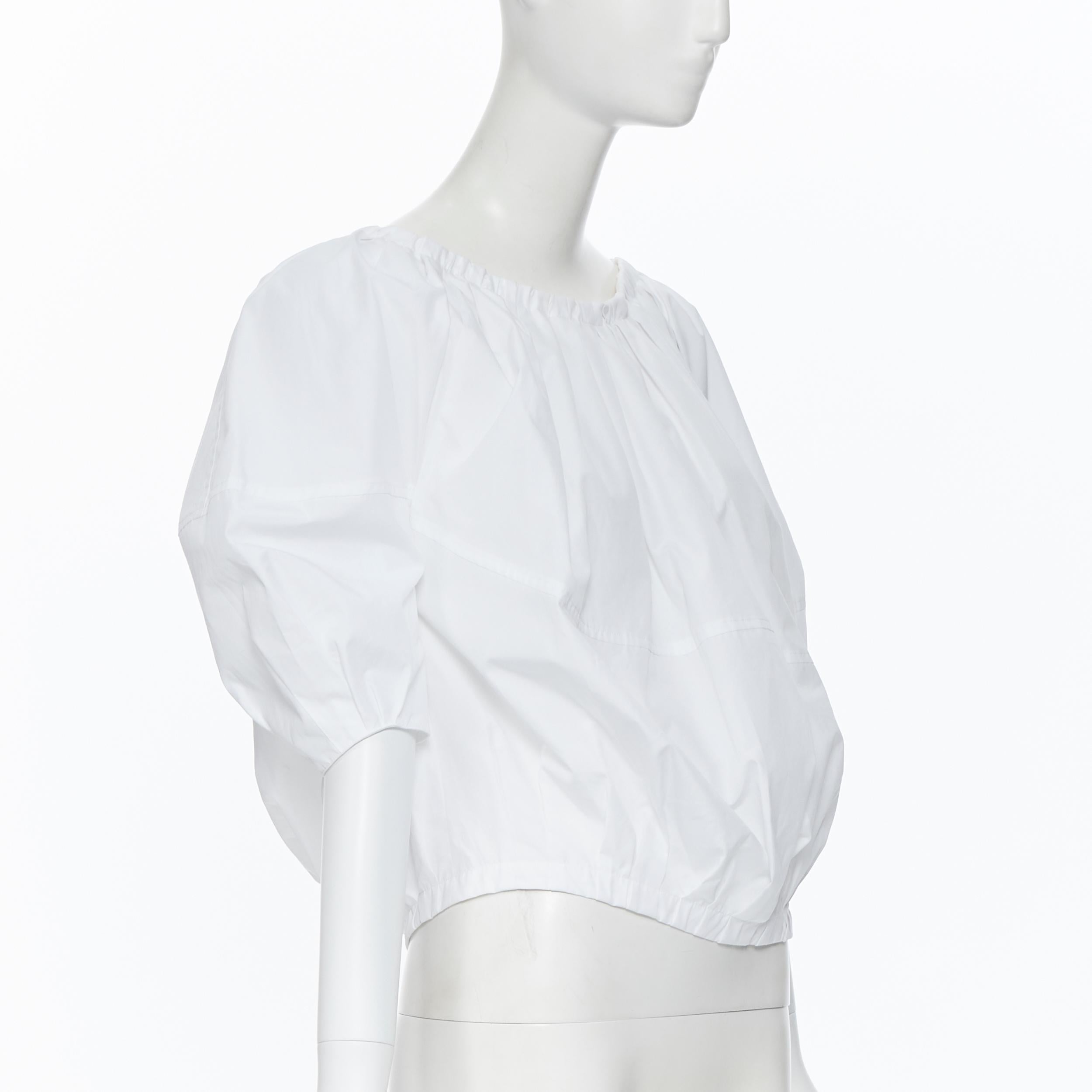 Women's MARNI 2020 white cotton voluminous assymetric bubble cut top IT40