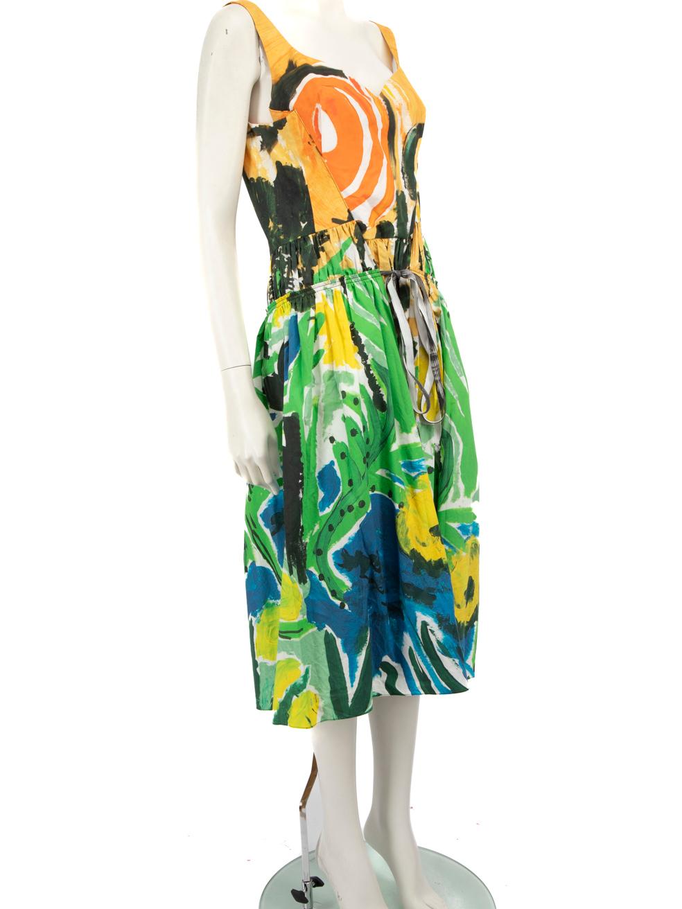 CONDITION is Very good. Minimal wear to dress is evident. Light discolouration marks to the front right neckline and front centre right on this used Marni designer resale item.
 
 
 
 Details
 
 
 Multicolour
 
 Cotton
 
 Dress
 
 Abstract paint