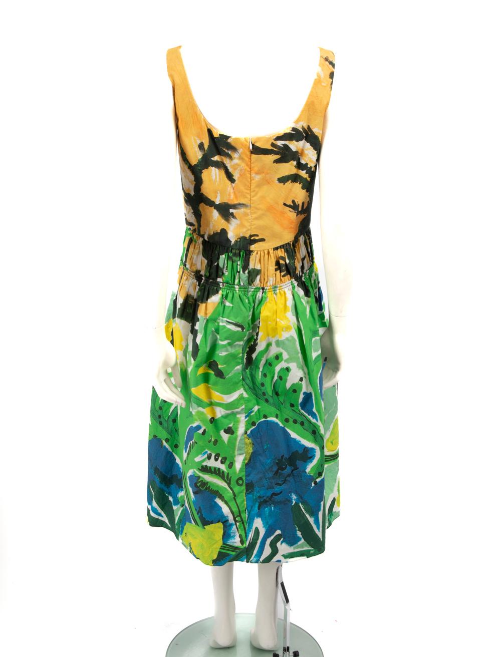 Blue Marni Abstract Paint Print Midi Dress Size L