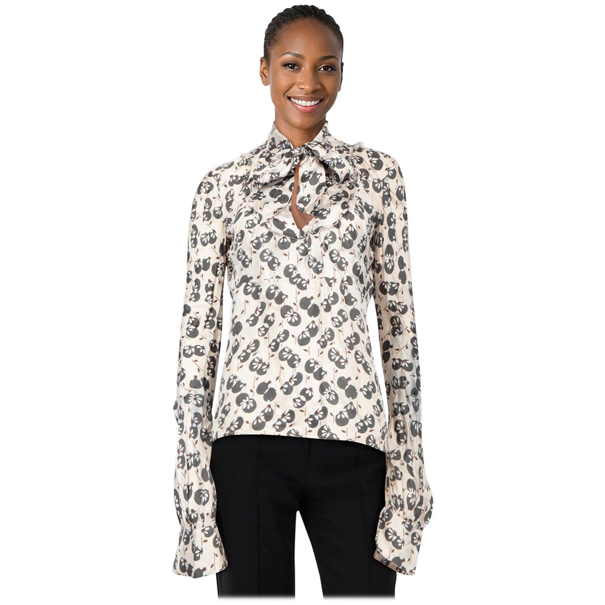 Marni Abstract Print Long Sleeve Blouse Size S im Angebot