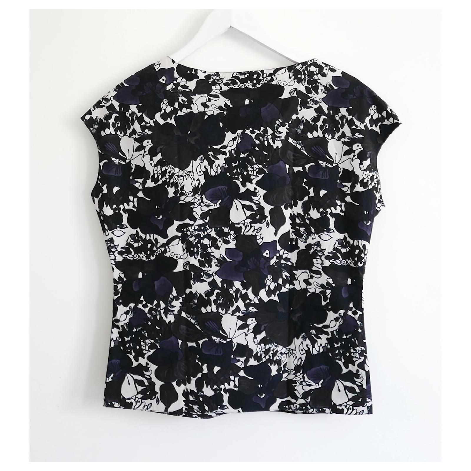 Marni Archival Black & Grey Floral Top In Excellent Condition For Sale In London, GB
