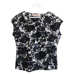 Marni Archival Black & Grey Floral Top