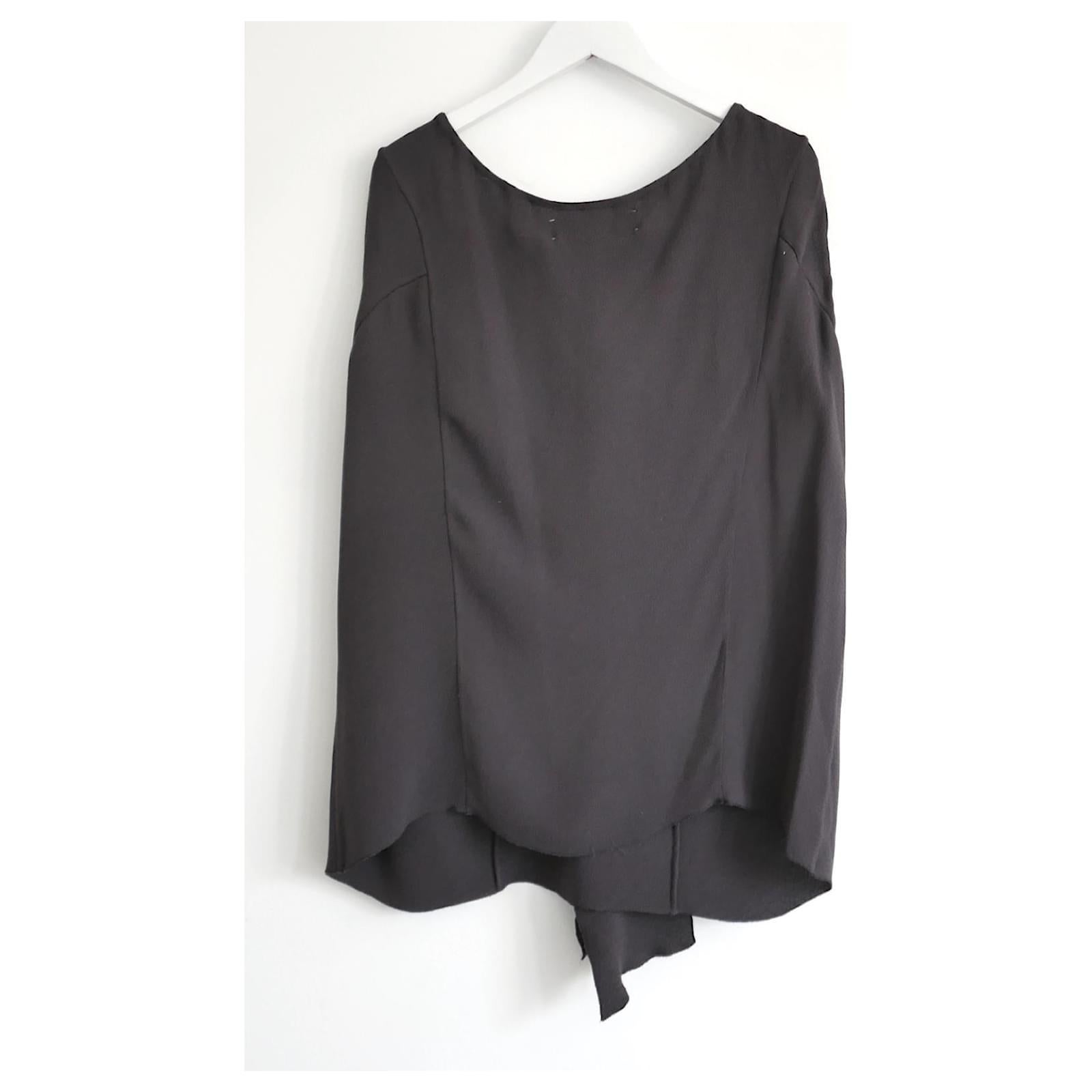 Marni Archival Grey Draped Silk Crepe Top In Excellent Condition For Sale In London, GB