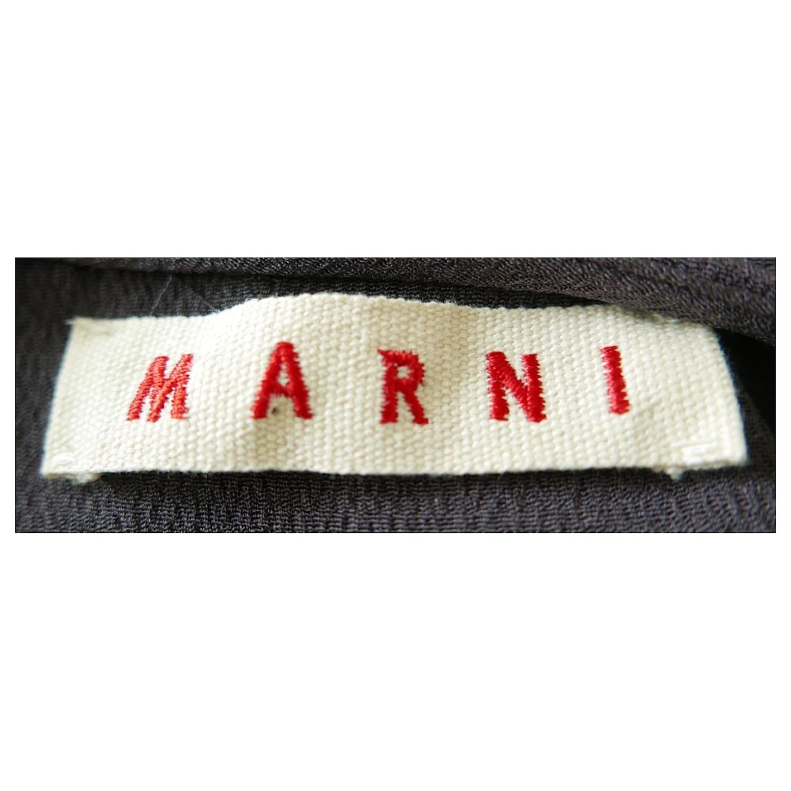 Women's Marni Archival Grey Draped Silk Crepe Top For Sale