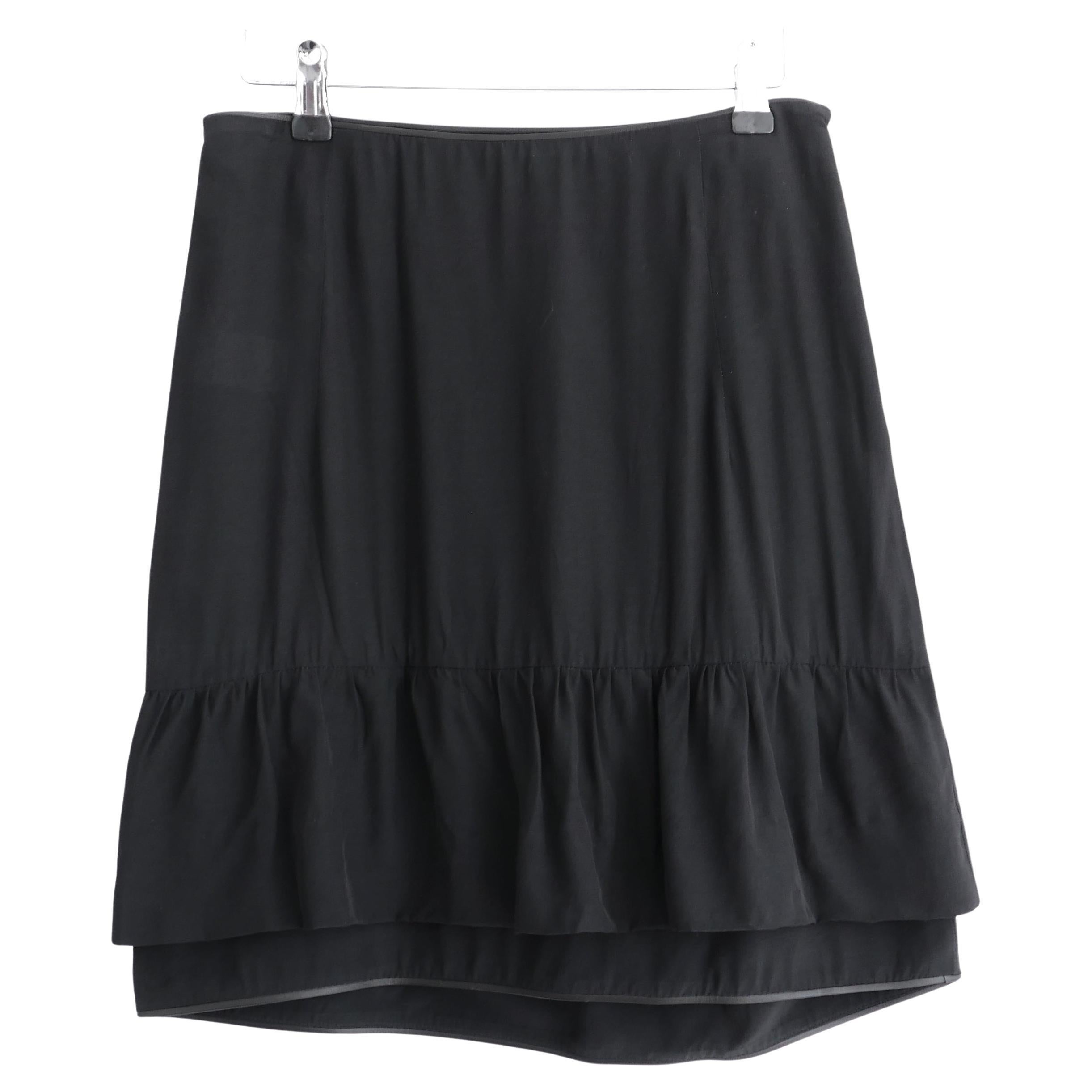 Falda Marni Archival con Ribete de Piel Negra en venta