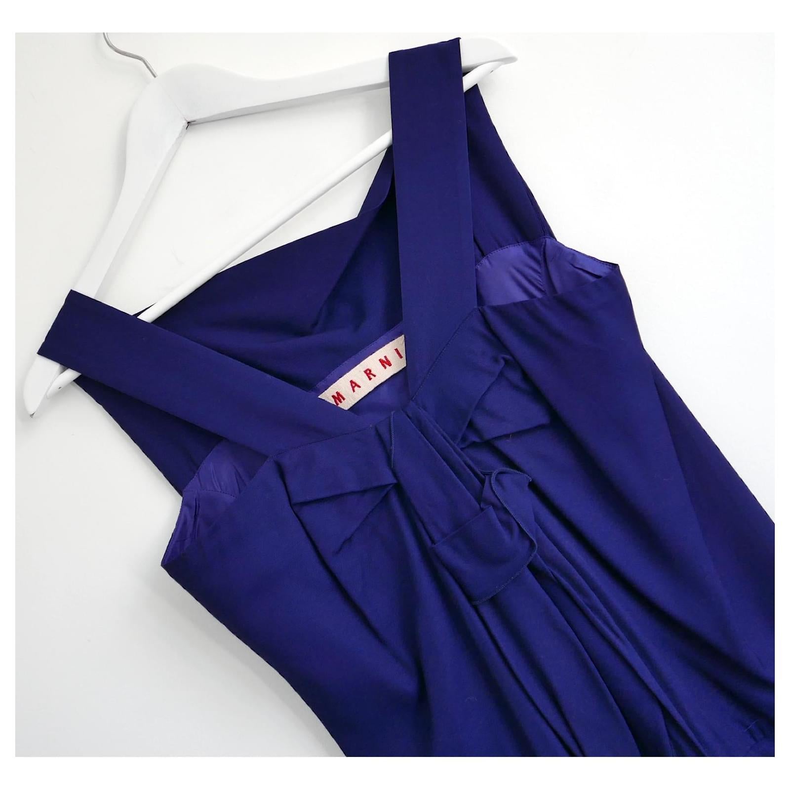 Marni Archival Purple Draped Crepe Dress In Excellent Condition For Sale In London, GB