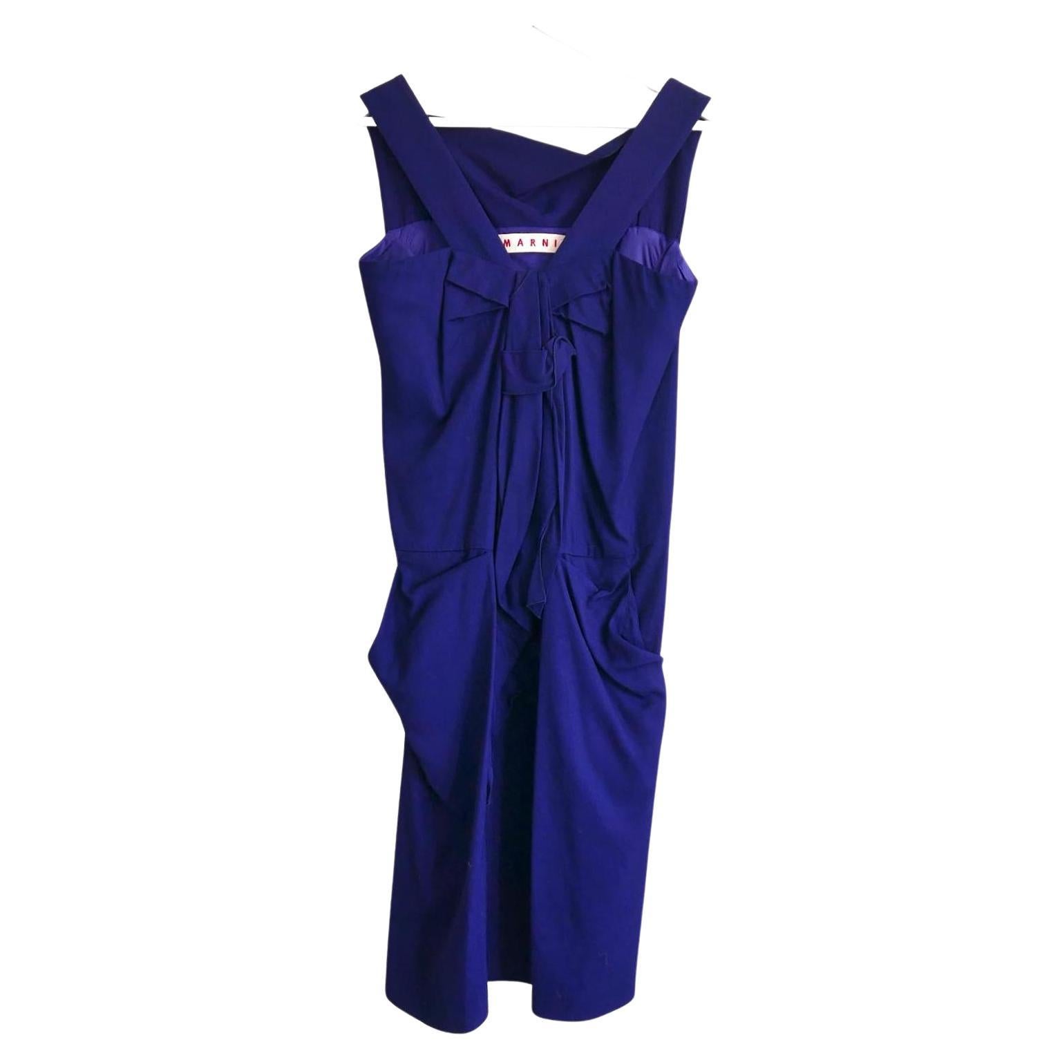 Marni Archival Purple Draped Crepe Dress For Sale