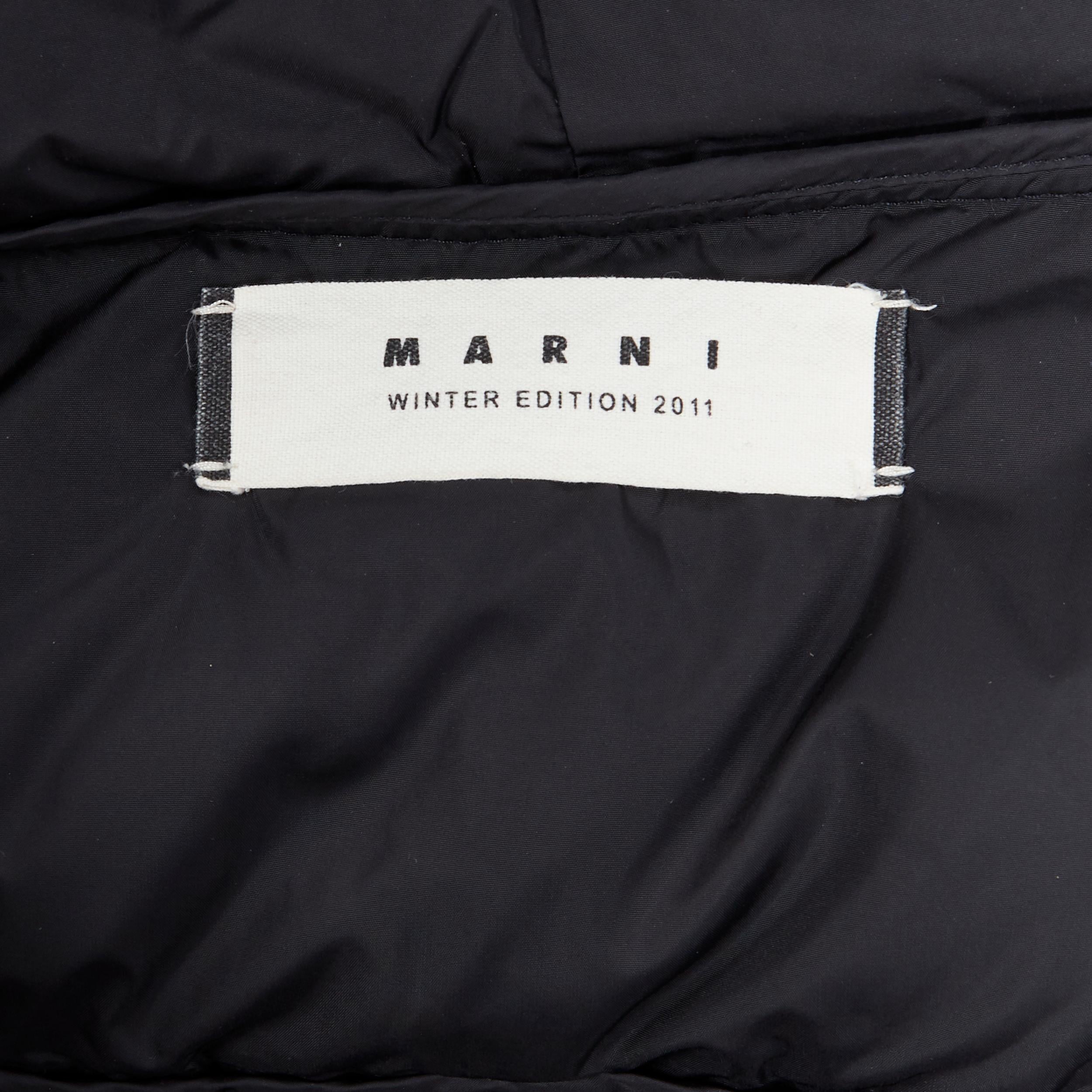 MARNI AW11 brown black colorblocked cape layered down feather padded jacket IT38 3