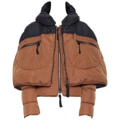 MARNI AW11 brown black colorblocked cape layered down feather padded jacket IT38