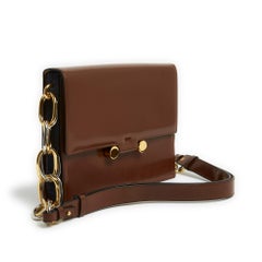 Marni Bag Brown Leather Gold Silver Hardware Trunk