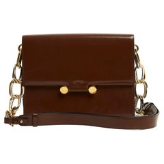Marni Bag Brown Leather Gold Silver Hardware Trunk