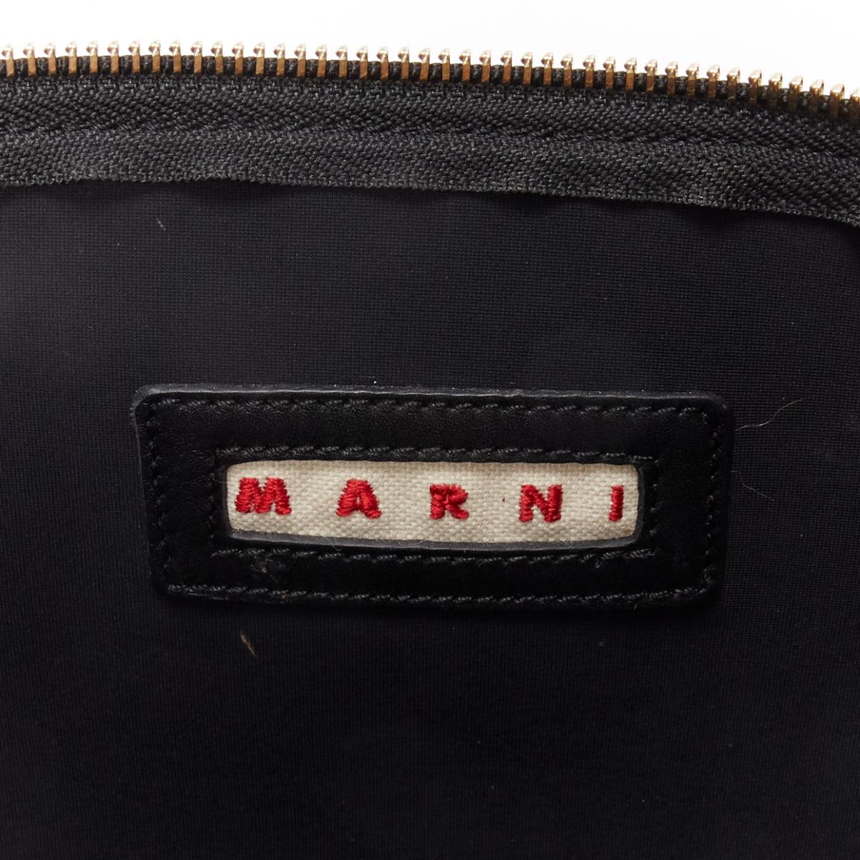 MARNI beige black smooth leather gold stud buckle dual oversized zip clutch bag For Sale 5