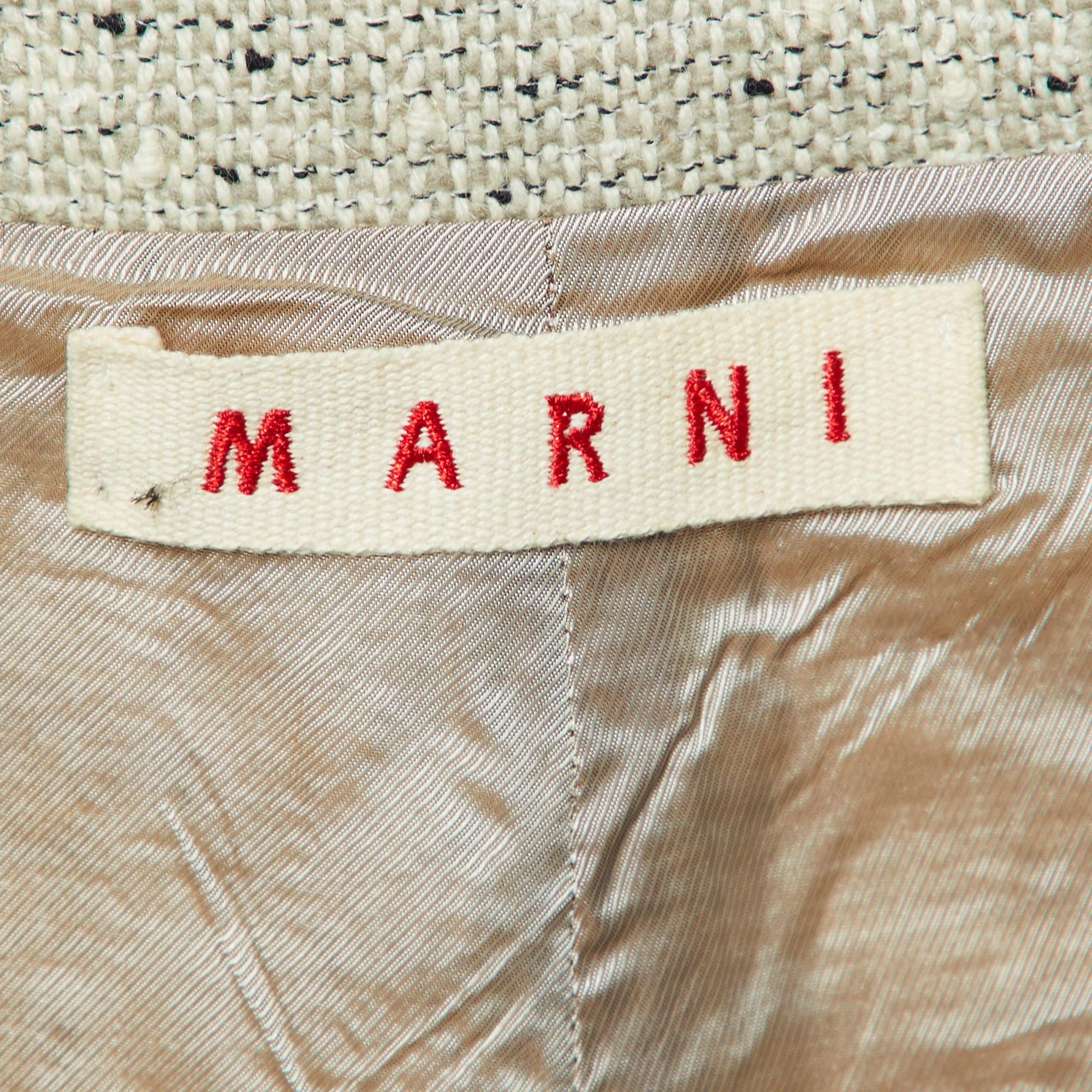 Marni Giacca avvolgente in bouclè di tweed beige M. I. In condizioni ottime in vendita a Dubai, Al Qouz 2
