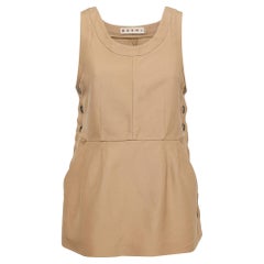 Marni Top sin mangas con botones de algodón beige M
