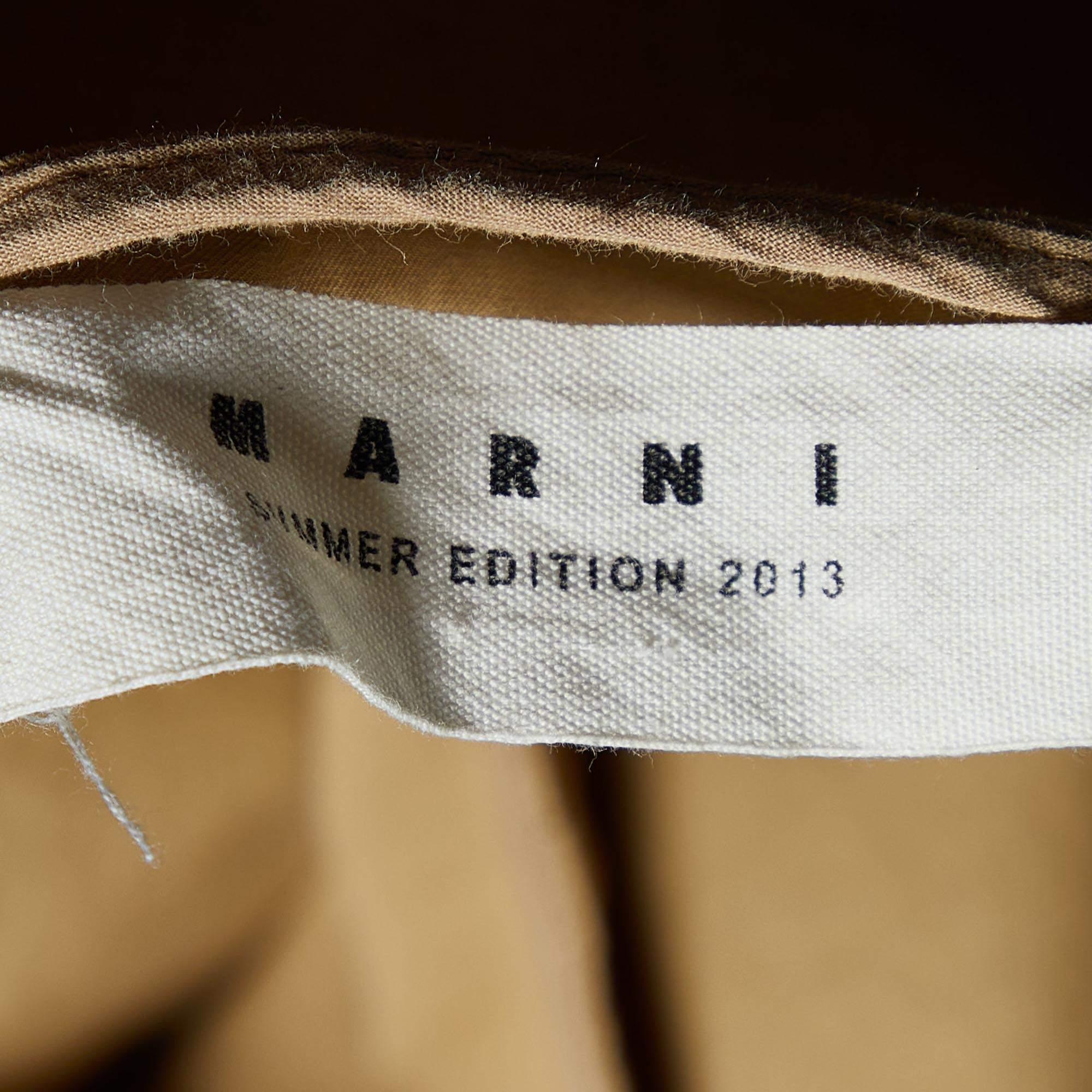 Women's Marni Beige Cotton Contrast Trim Knee Length Skirt L