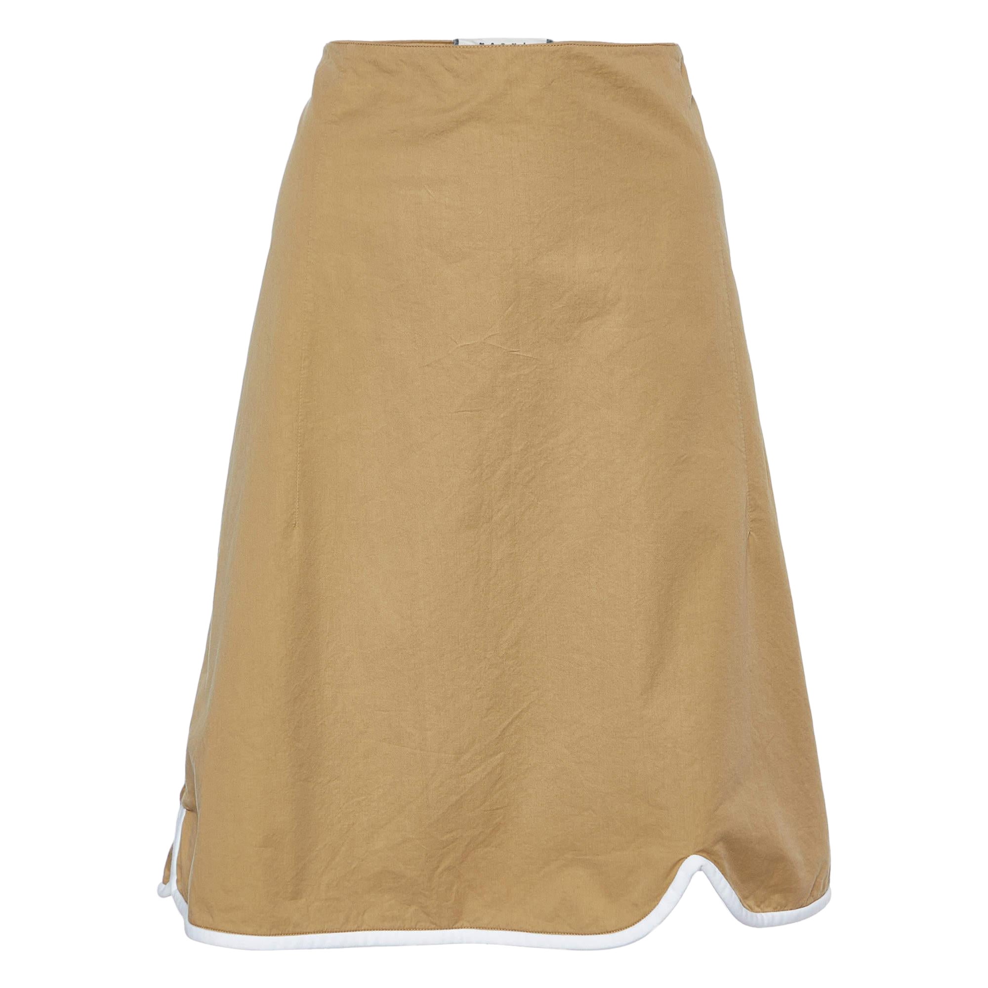Marni, jupe longueur genou en coton beige avec bordure contrastée L