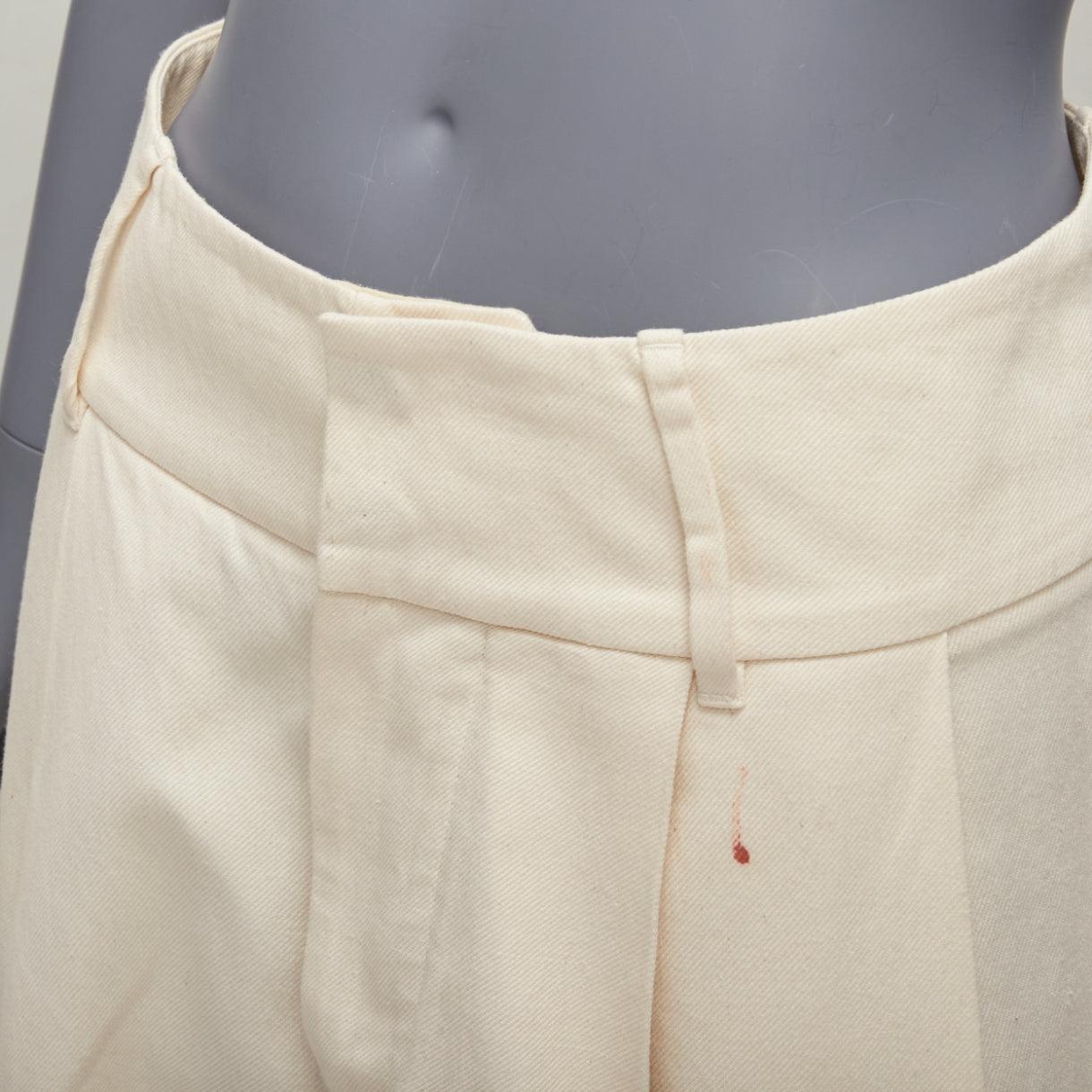 MARNI beige cotton linen canvas mid waist pleated wide leg culottes IT38 XS
Reference: NKLL/A00204
Brand: Marni
Material: Cotton, Linen
Color: Cream
Pattern: Solid
Closure: Zip Fly
Made in: Italy

CONDITION:
Condition: Fair, this item was pre-owned