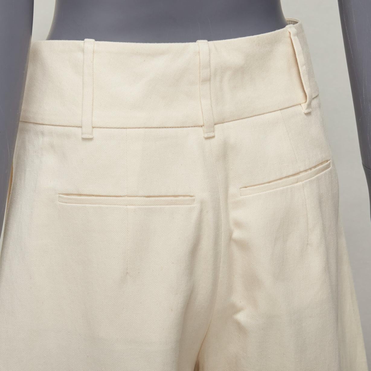 MARNI beige cotton linen canvas mid waist pleated wide leg culottes IT38 XS For Sale 2