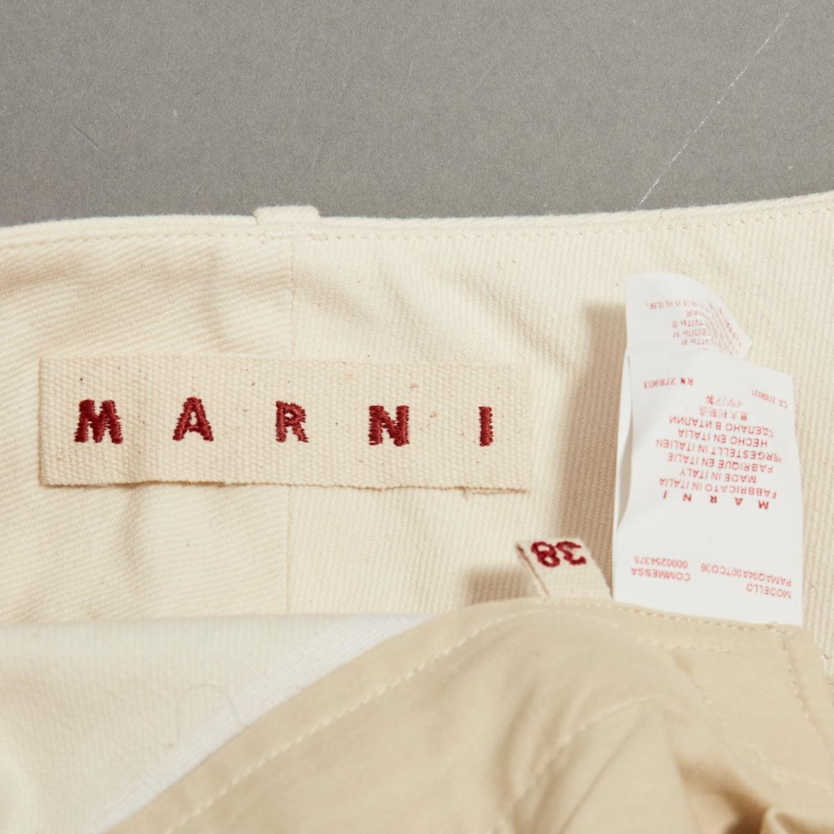 MARNI beige cotton linen canvas mid waist pleated wide leg culottes IT38 XS For Sale 4
