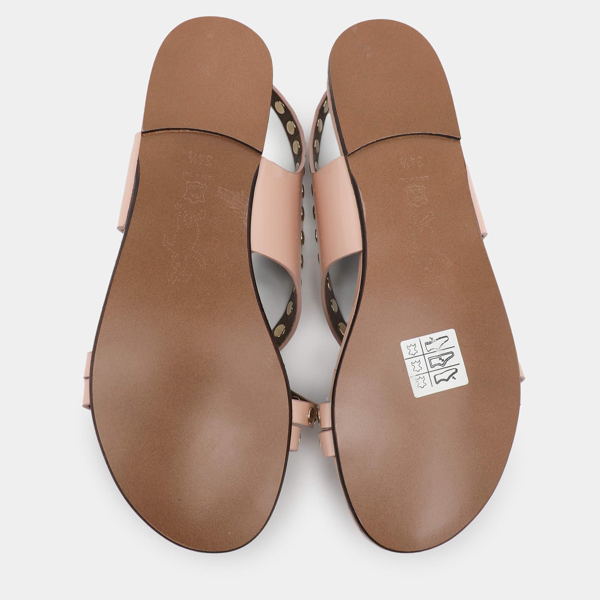Marni Beige Embellished Leather Slingback Sandals Size 34.5 For Sale 2