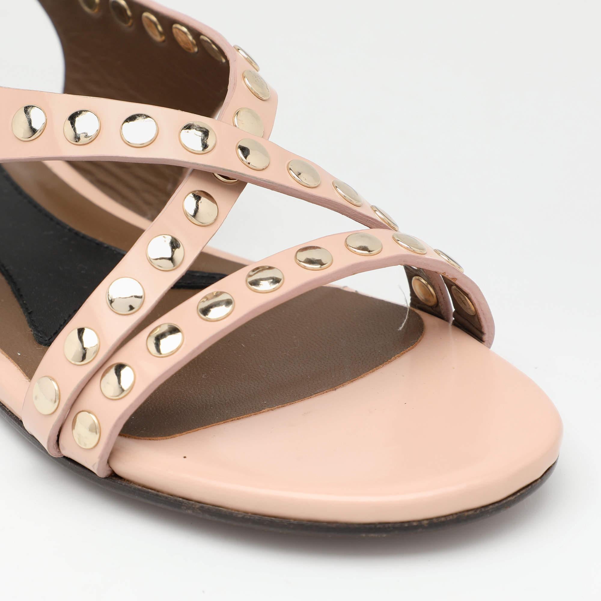 Marni Beige Embellished Leather Slingback Sandals Size 34.5 For Sale 3