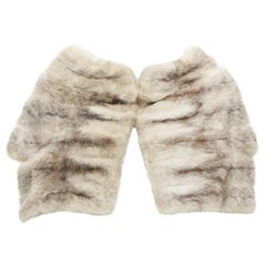 MARNI beige genuine fur striped colouring shawl bolero crop jacket IT40