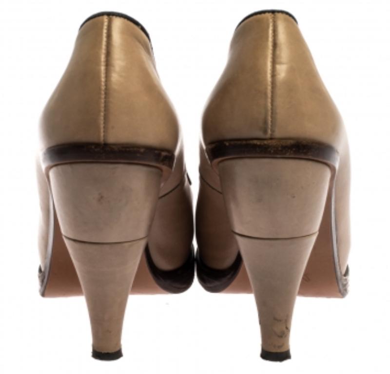 Women's Marni Beige Leather Platform Pumps Size 37 For Sale