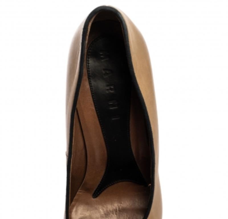 Marni Beige Leather Platform Pumps Size 37 For Sale 2