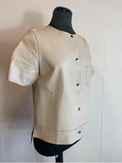 Marni beige leather short-sleeved jacket