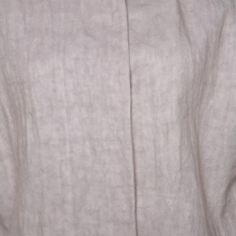 Marni Top de manga corta con botones de presión de lino beige S en venta 1