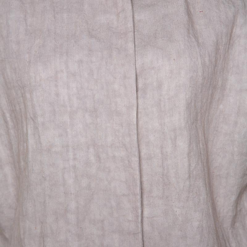 Women's Marni Beige Linen Press Button Short Sleeve Top S For Sale