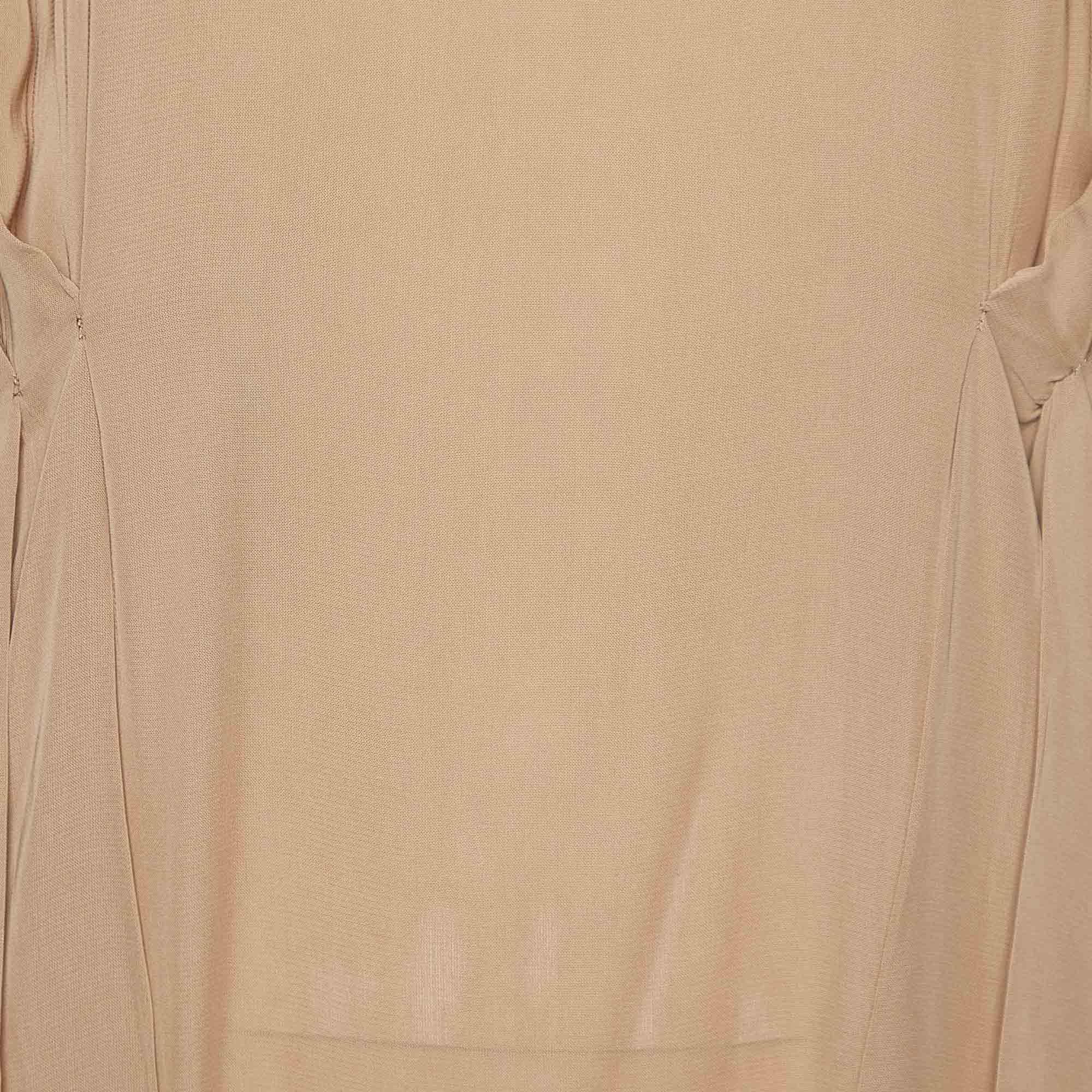 Marni Beige Pleated Crepe Loose Fit Blouse M In Good Condition For Sale In Dubai, Al Qouz 2