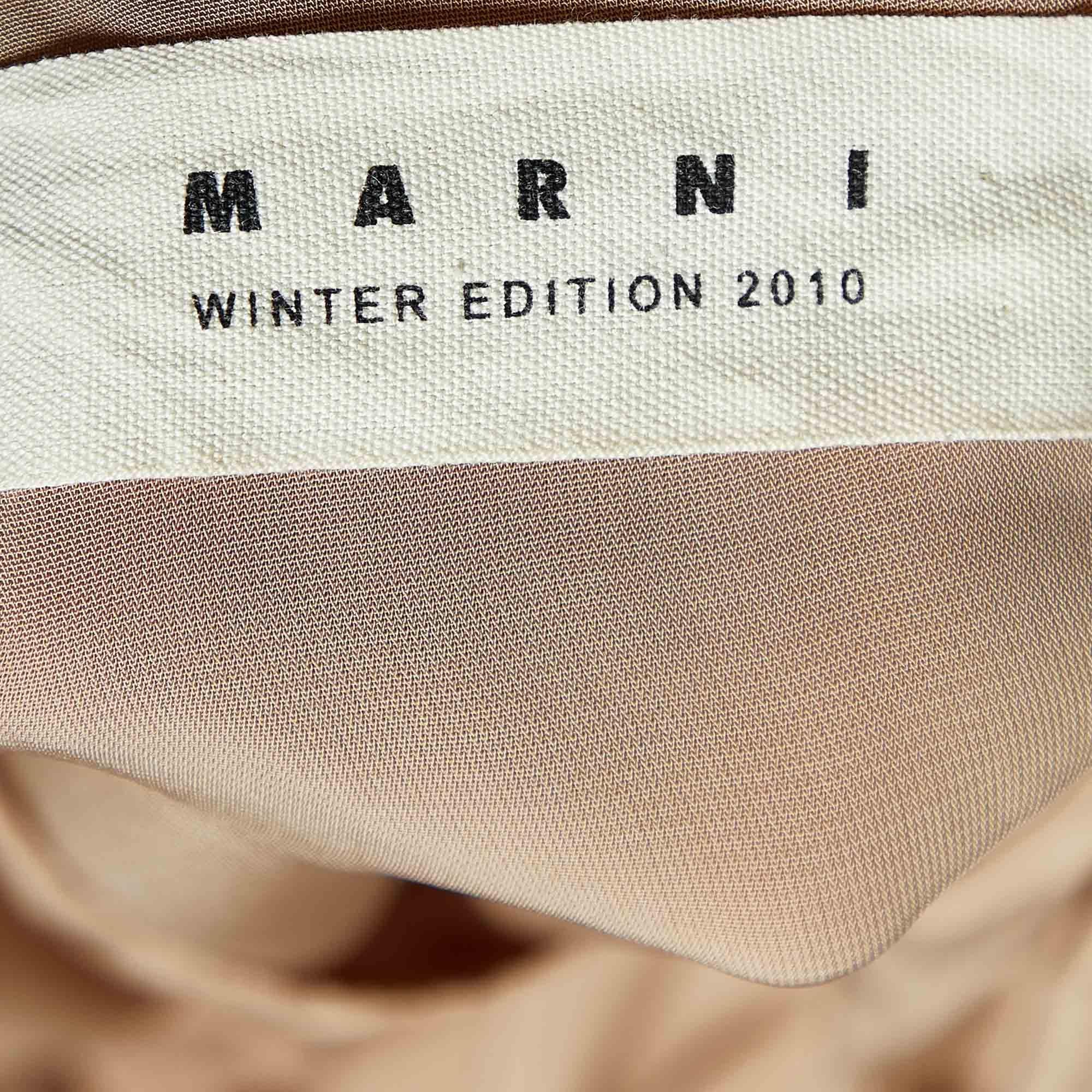 Women's Marni Beige Pleated Crepe Loose Fit Blouse M For Sale