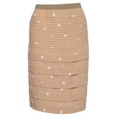Marni Jupe crayon beige à pois imprimé en soie avec épingle à nourrice S