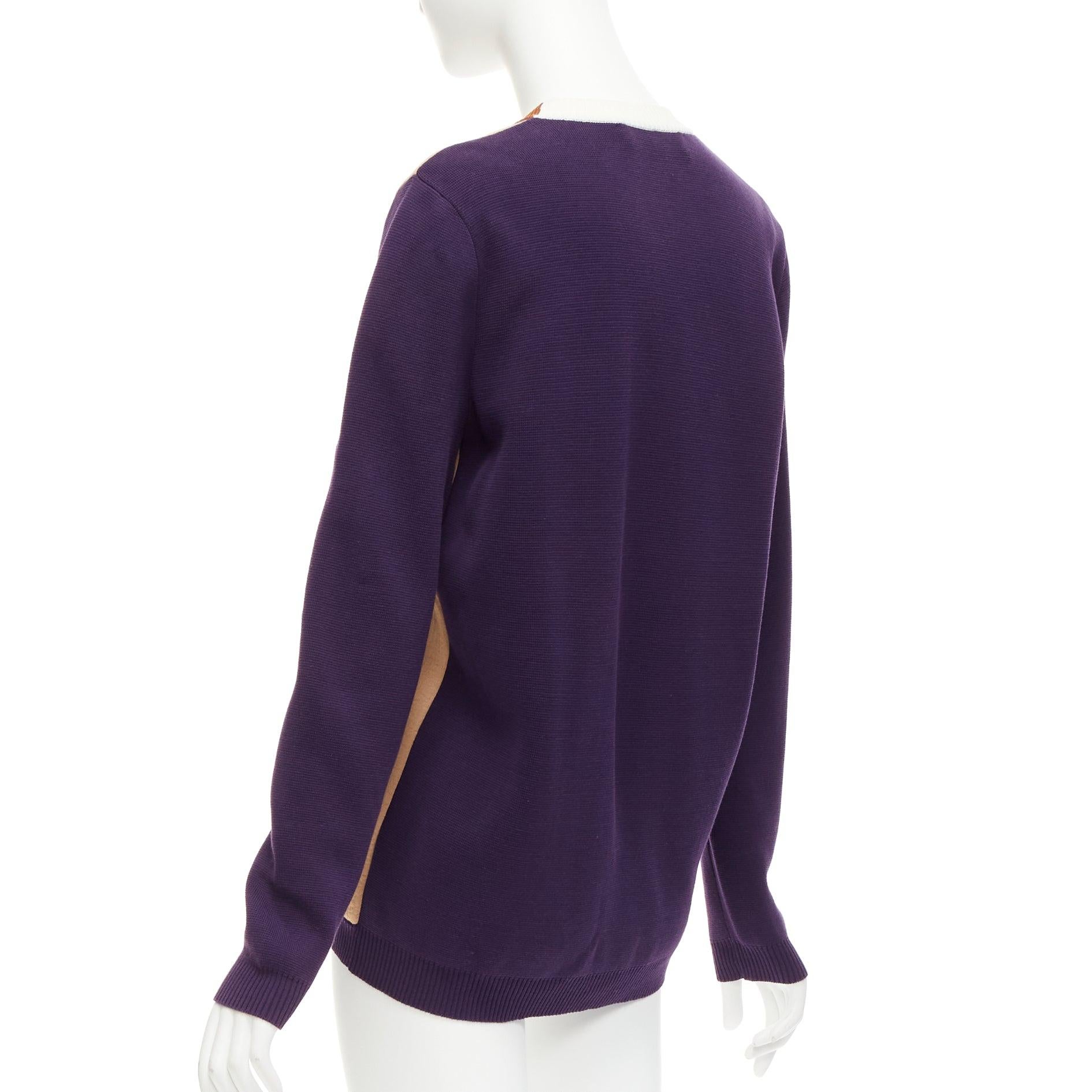 MARNI beige purple colorblocked mixed material cardigan sweater IT40 S
Reference: CELG/A00241
Brand: Marni
Material: Cotton, Blend
Color: Nude, Purple
Pattern: Solid
Closure: Button
Made in: Italy

CONDITION:
Condition: Excellent, this item was