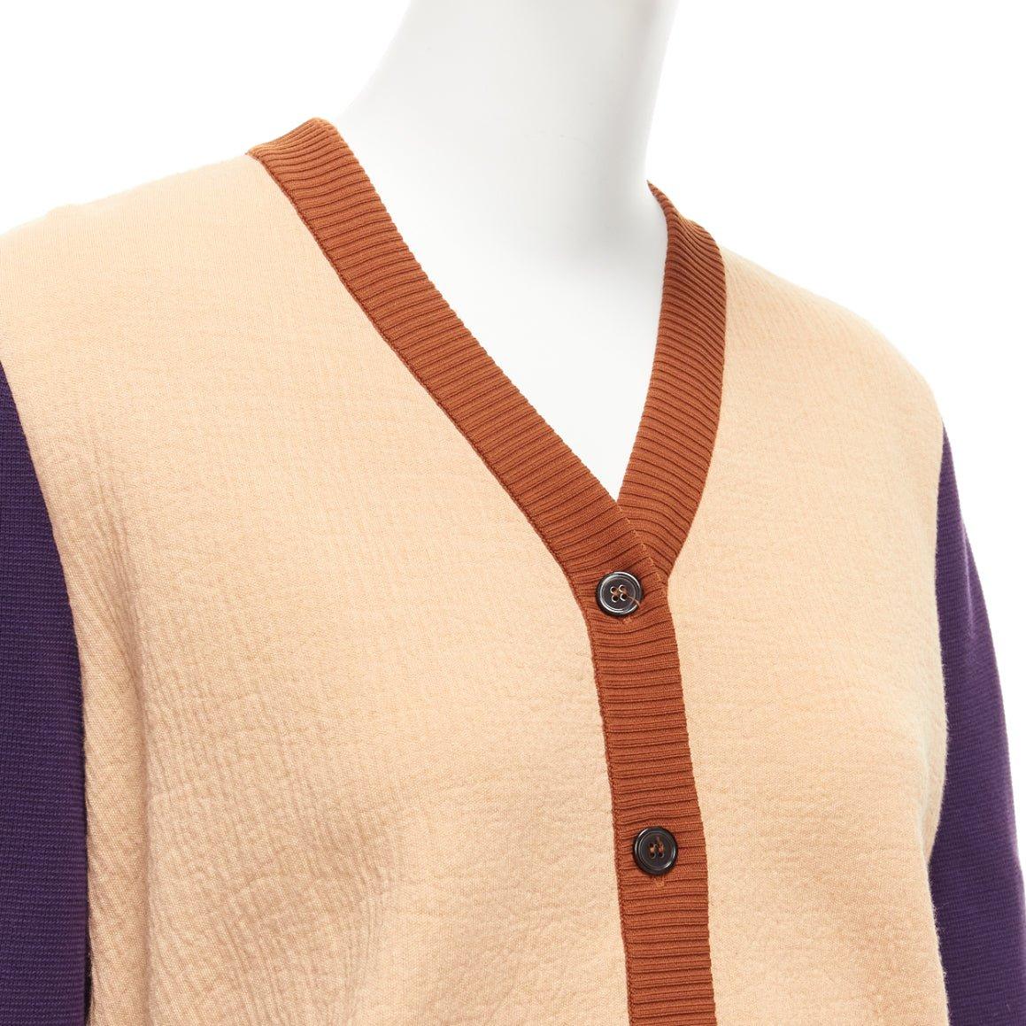 MARNI cardigan en matières mixtes, beige et violet, pull-over IT40 S en vente 1