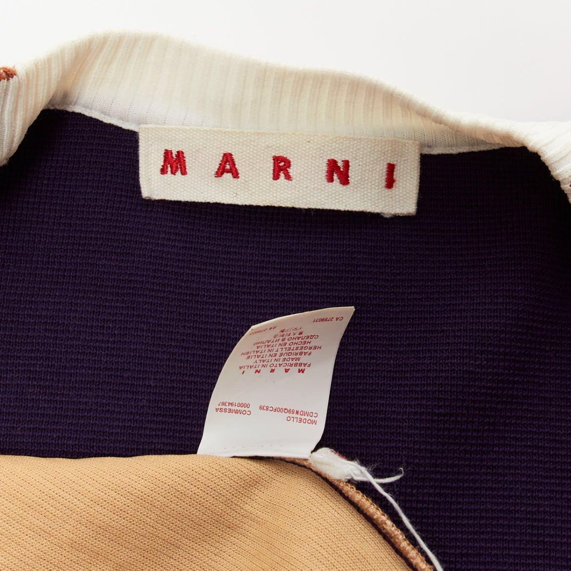 MARNI cardigan en matières mixtes, beige et violet, pull-over IT40 S en vente 3