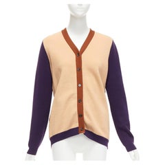 MARNI beige lila colorblocked mixed material Strickjacke Pullover IT40 S
