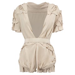 Marni Beige Silk Deep-V Ruffles Top Size XS