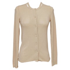 MARNI Beige Sweater Cardigan Knit Top Crewneck Long Sleeve Buttons Sz 38
