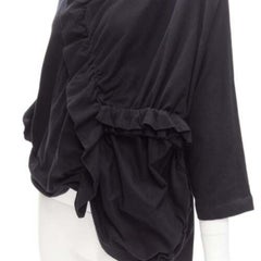 Marni nero 100% cotone con ruches arricciate e maniche a 3/4, top boxy IT36 XS