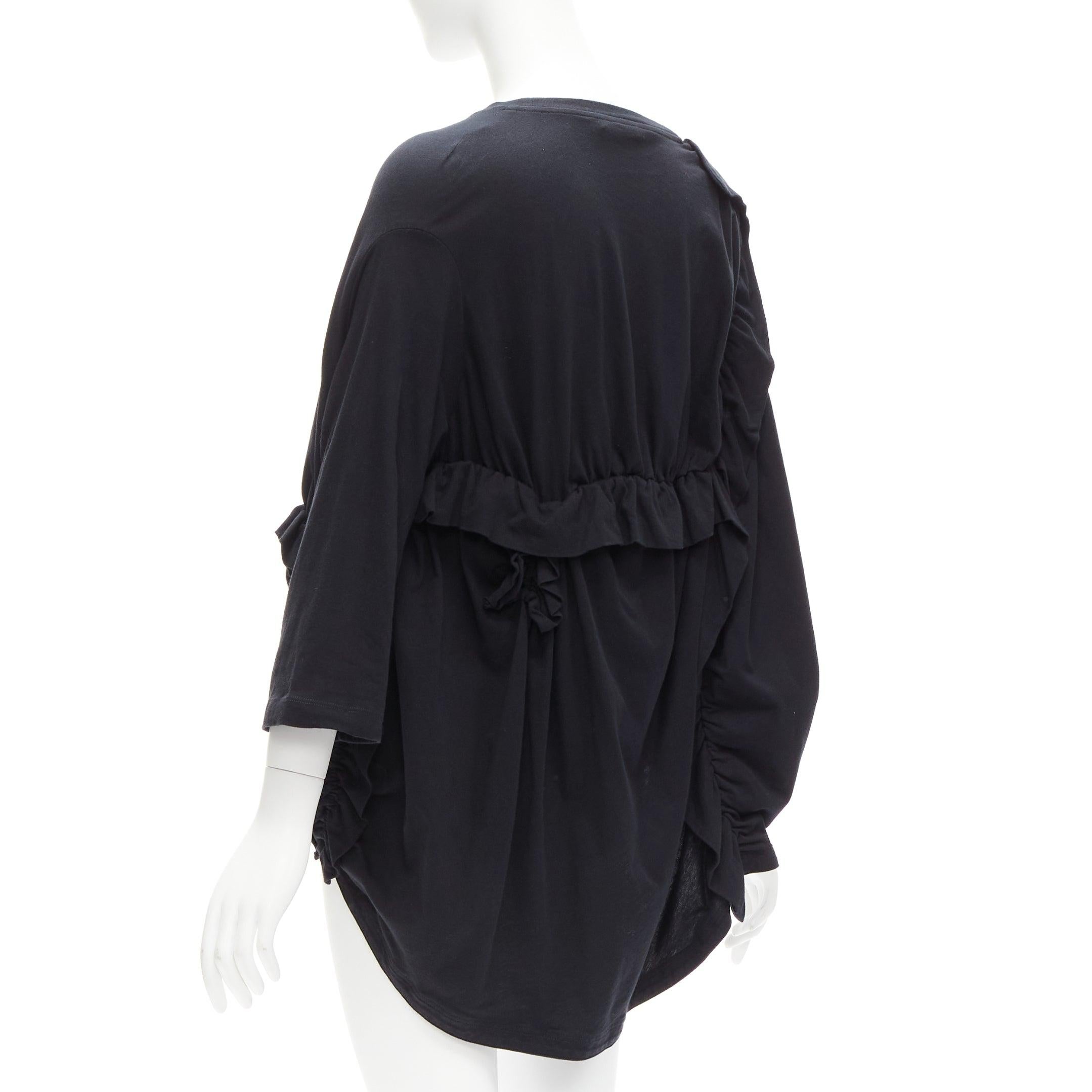 MARNI black 100% cotton gathered ruffles 3/4 sleeves boxy top IT36 XS For Sale 1