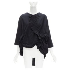 Marni nero 100% cotone con ruches arricciate e maniche a 3/4, top boxy IT36 XS