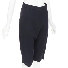 MARNI black 100% virgin wool drop crotch harem knee shorts IT38 XS