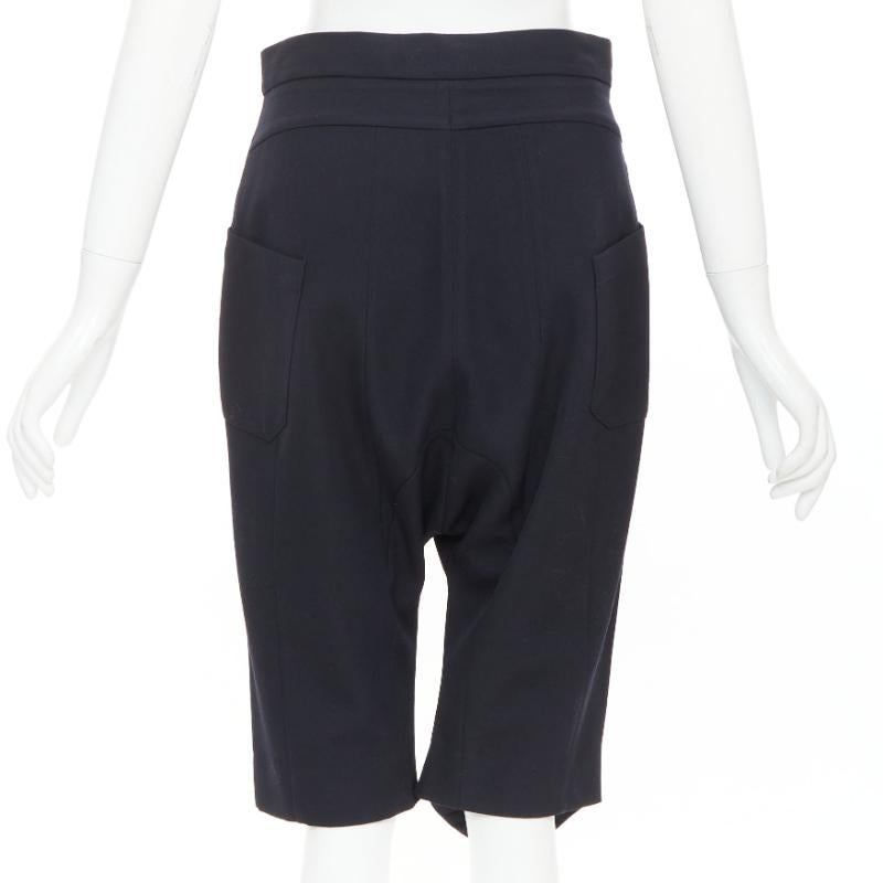 MARNI black 100% virgin wool drop crotch harem knee shorts IT38 XS In Fair Condition For Sale In Hong Kong, NT
