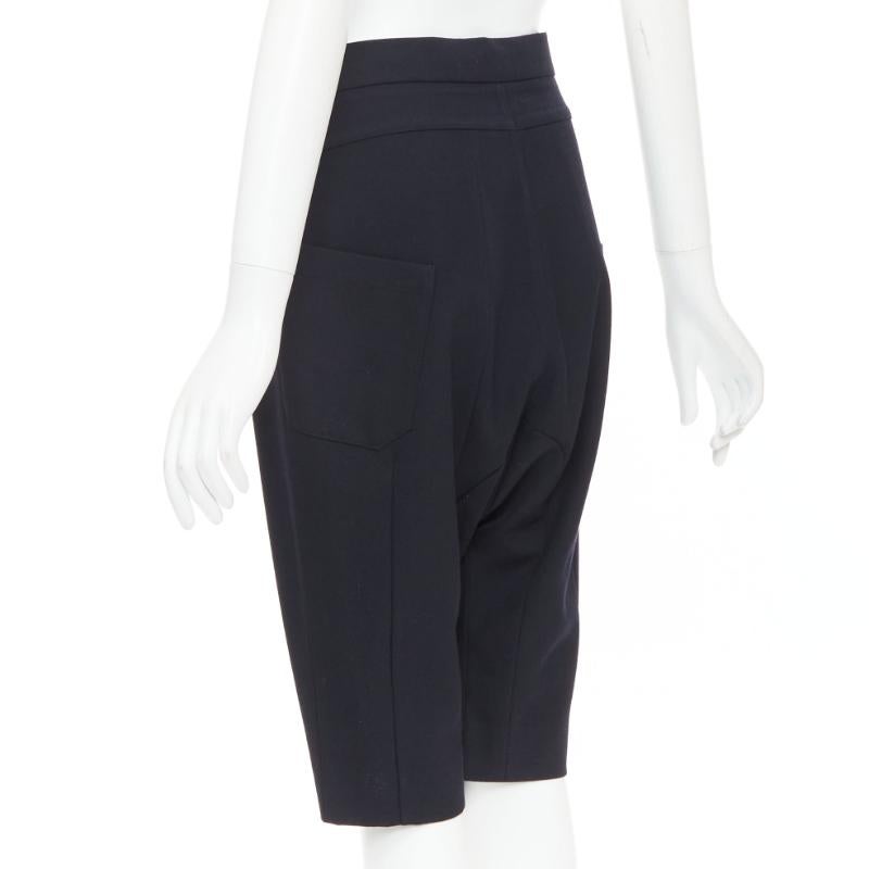Women's MARNI black 100% virgin wool drop crotch harem knee shorts IT38 XS For Sale