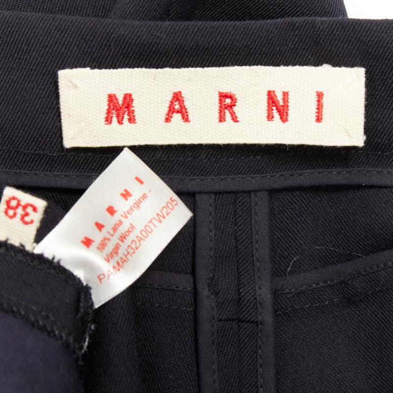 MARNI black 100% virgin wool drop crotch harem knee shorts IT38 XS For Sale 3