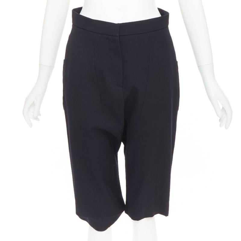 MARNI black 100% virgin wool drop crotch harem knee shorts IT38 XS